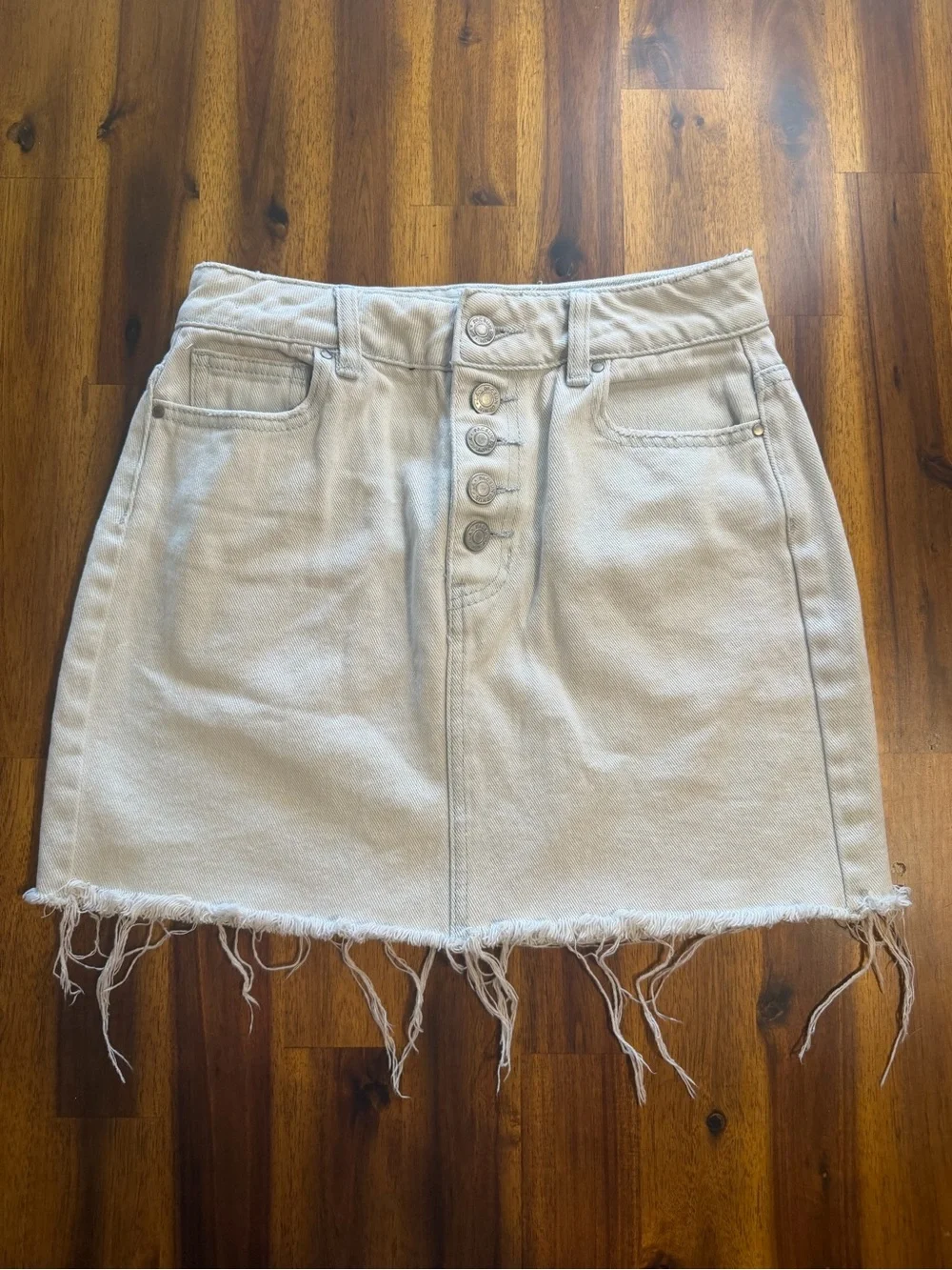 PacSun Light Blue Denim Button-Front Mini Skirt